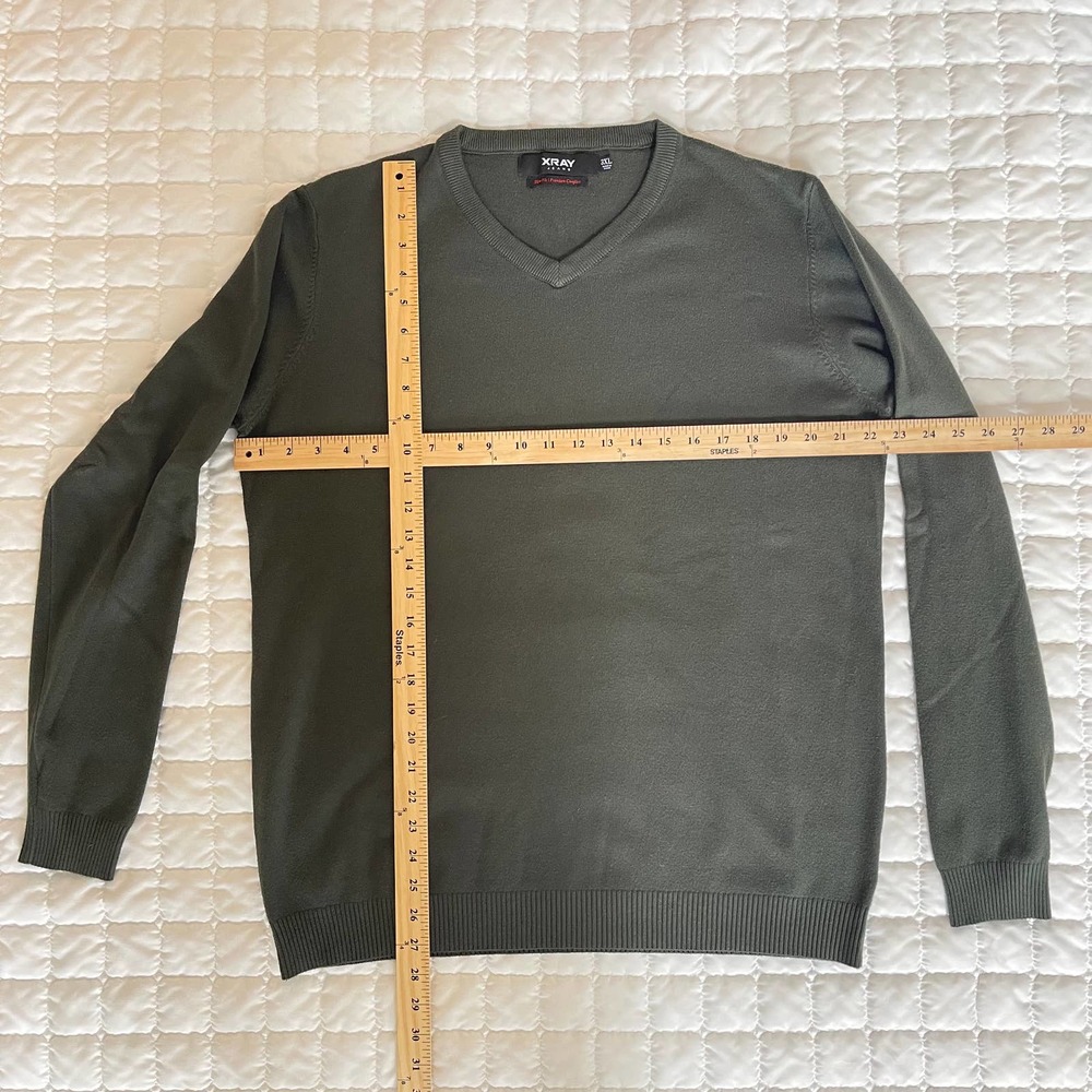 XRAY Jeans Forest Green V Neck Sweater Slim Fit Size 3XL - Picture 5 of 7